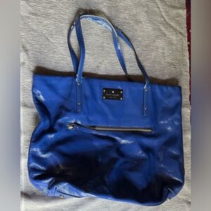 Kate Spade New York Blue Patent Leather Tote Bag